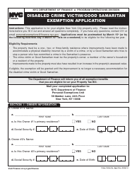 Disabled Crime Victim/Good Samaritan Exemption Application - New York City