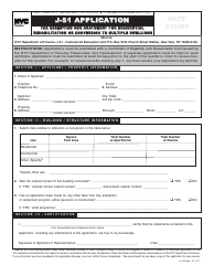 Form J-51 &quot;Tax Exemption and Abatement for Residential Rehabilitation or Conversion to Multiple Dwellings Application&quot; - New York City