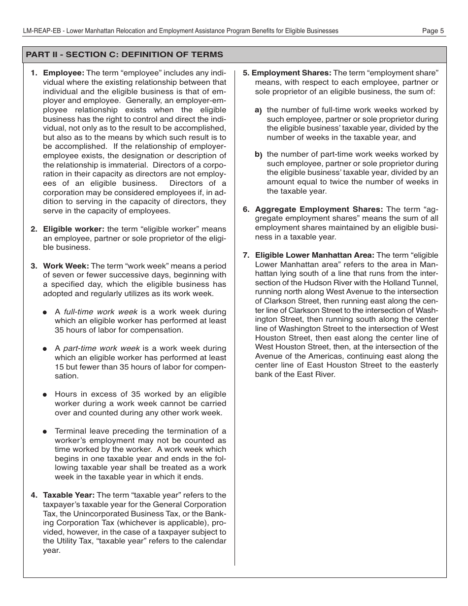 Form REAP-EB Lower Manhattan Relocation and Employment Assistance Program for Eligible Businesses - New York City, Page 5
