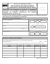 Form REAP-ADD Application for Certificate of Eligibility of Designated Additional or Replacement Premises - New York City