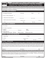 Form LR-1123 &quot;Full or Partial Refund Request for Real Property Transfer Tax for Affordable Housing Development&quot; - New York City