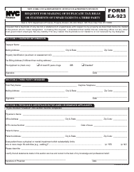 Form EA-923 Request for Mailing of Duplicate Tax Bills or Statements of Unpaid Taxes to a Third Party - New York City, Page 2
