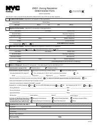 Form ZRD1 &quot;Zoning Resolution Determination Form&quot; - New York City