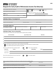 Document preview: Form M22 Request for Early Audit of Minnesota Income Tax Return(S) - Minnesota
