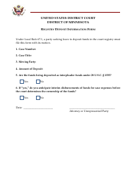Document preview: Registry Deposit Information Form - Minnesota