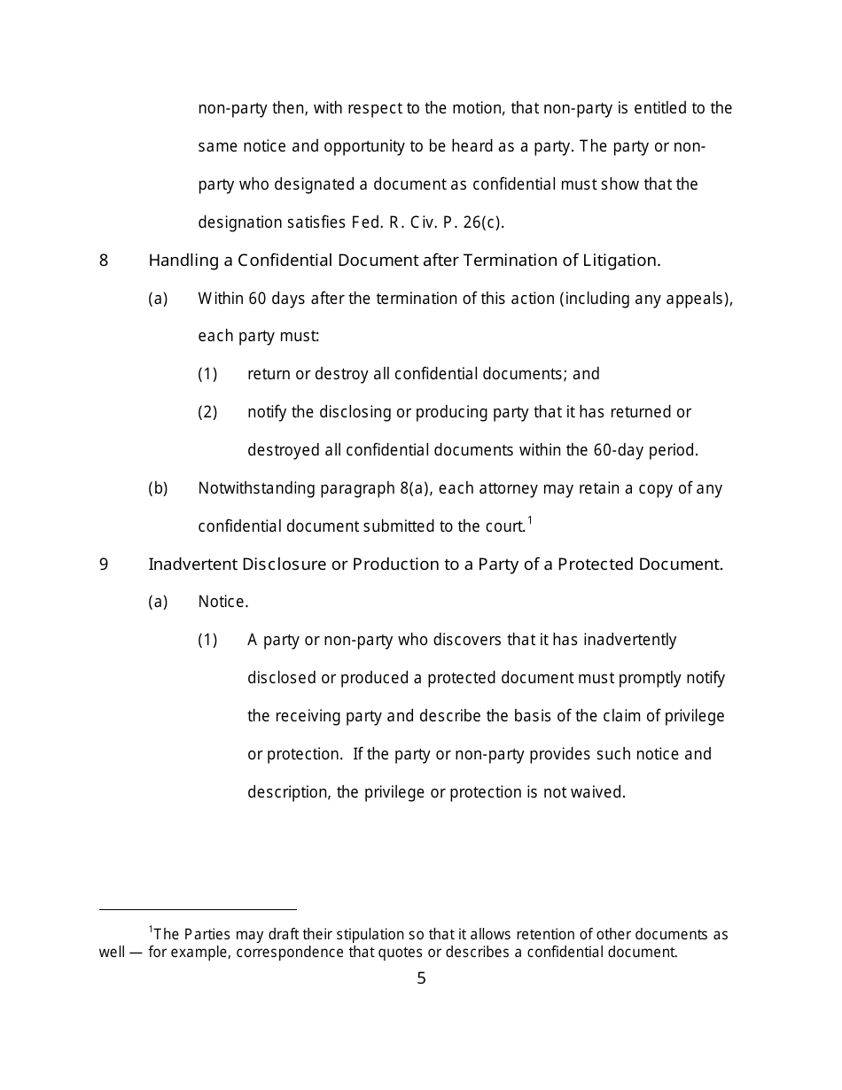 Stipulation for Protective Order - Minnesota, Page 5