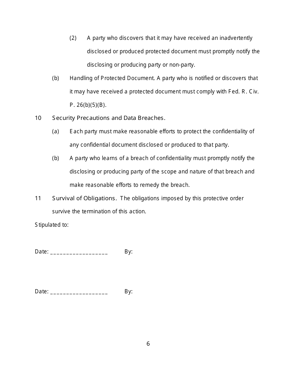 Stipulation for Protective Order - Minnesota, Page 6