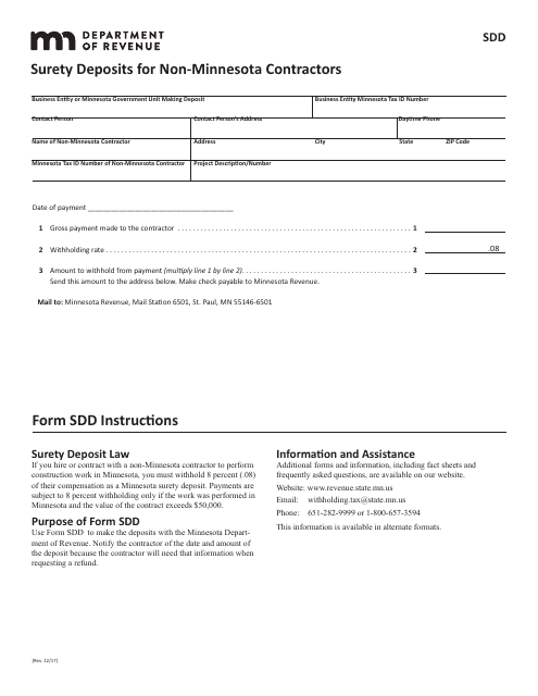 Form SDD  Printable Pdf