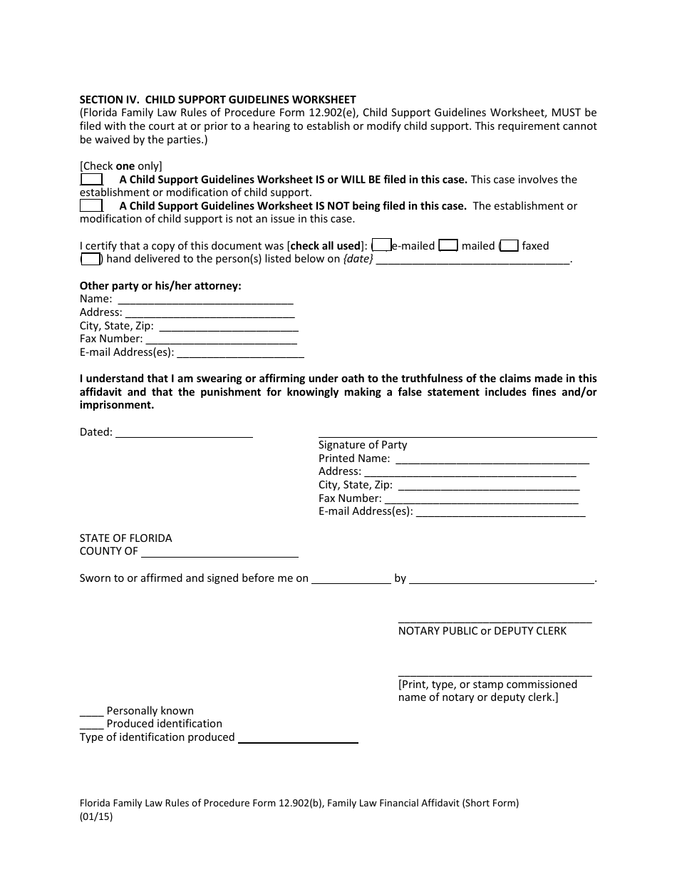 Form 12.902(B) Family Law Financial Affidavit (Short Form) - Florida, Page 8