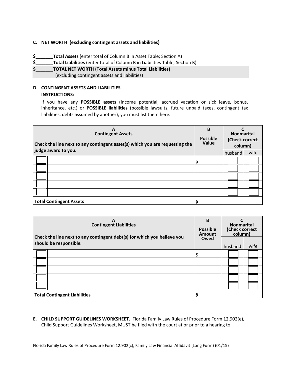 Form 12.902(C) Family Law Financial Affidavit (Long Form) - Florida, Page 12