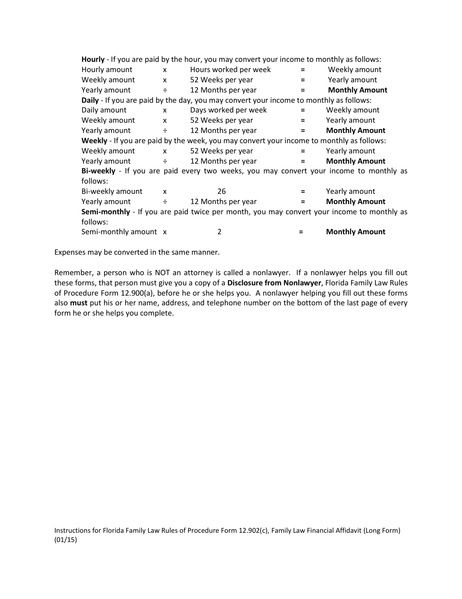 Form 12.902(C) Family Law Financial Affidavit (Long Form) - Florida, Page 2