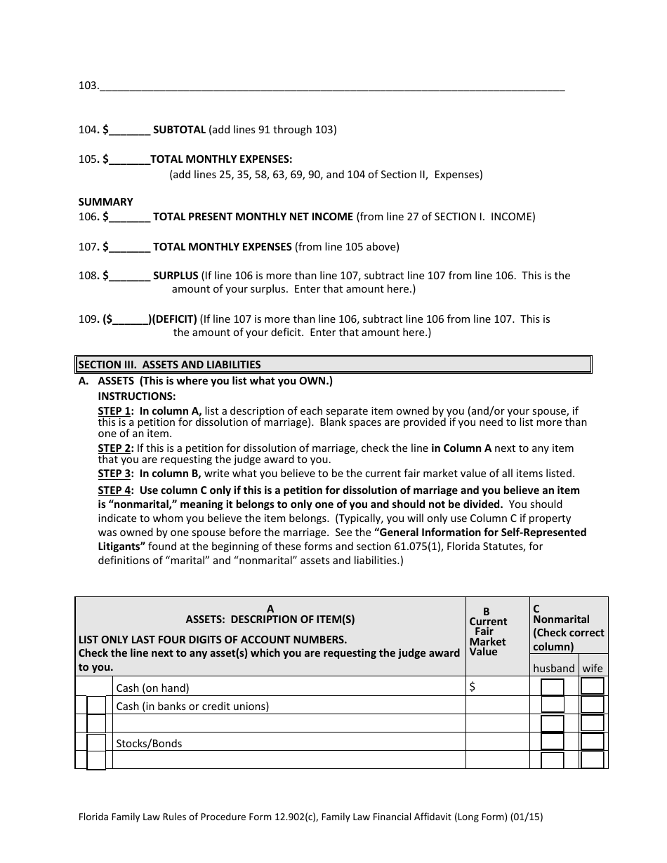 Form 12.902(C) Download Fillable PDF Or Fill Online Family Law ...