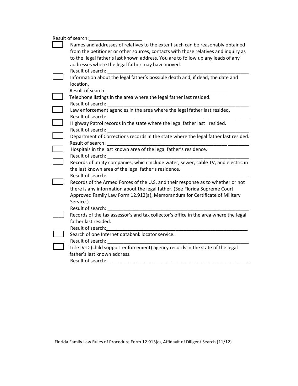 Form 12.913(C) Affidavit of Diligent Search - Florida, Page 3