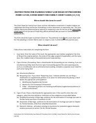 Document preview: Form 12.928 Cover Sheet for Family Court Cases - Florida