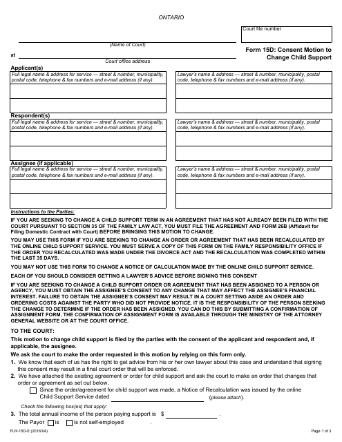 Form 15D  Printable Pdf