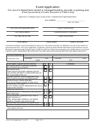 Document preview: Event Application for Use of a Department-Owned or Managed Building, Grounds or Parking Area (Event Sponsored by a Private, Non-profit, or Public Entity) - Oregon