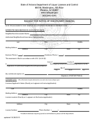 Document preview: Request for Notice of Disciplinary Hearing - Arizona