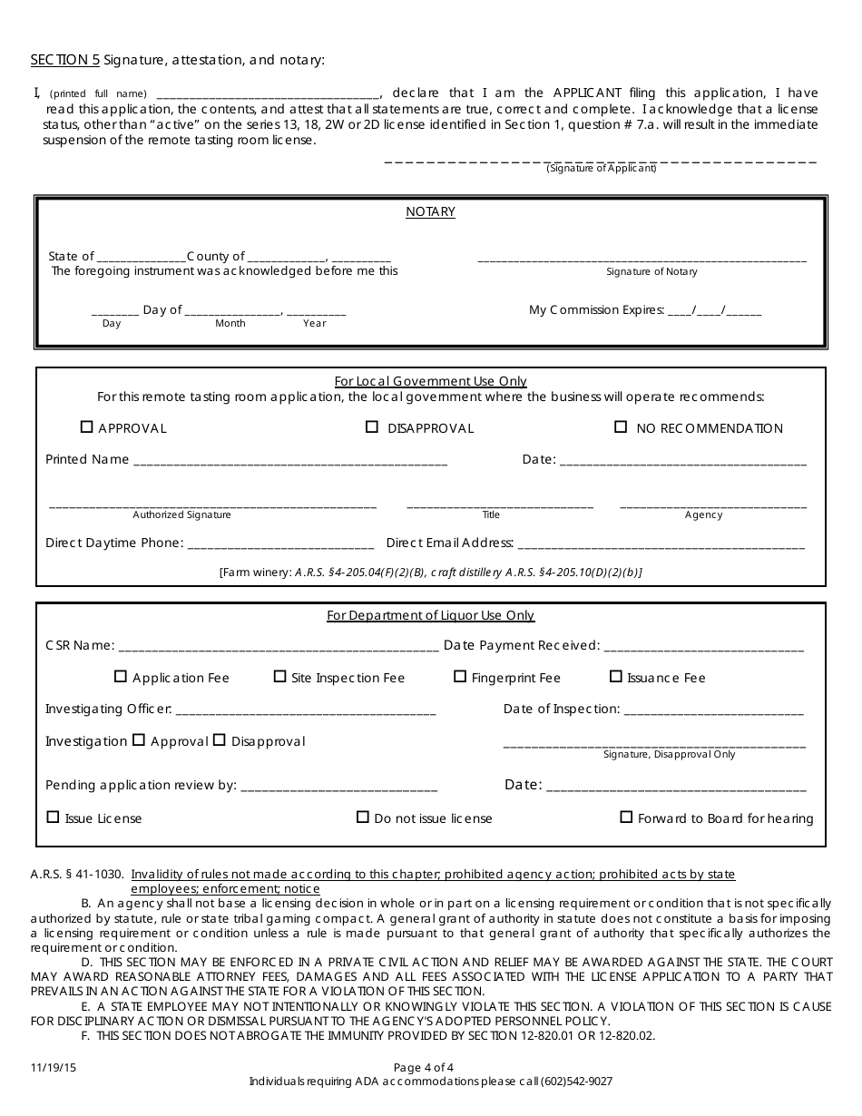 Application for Remote Tasting Room - Arizona, Page 4