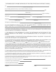Document preview: Form UCS-575 Authorization to Permit Interview of Treating Physician by Defense Counsel - New York