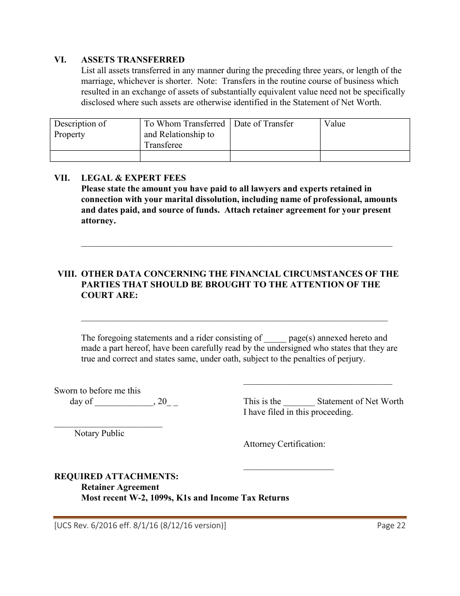 Statement of Net Worth - New York, Page 22