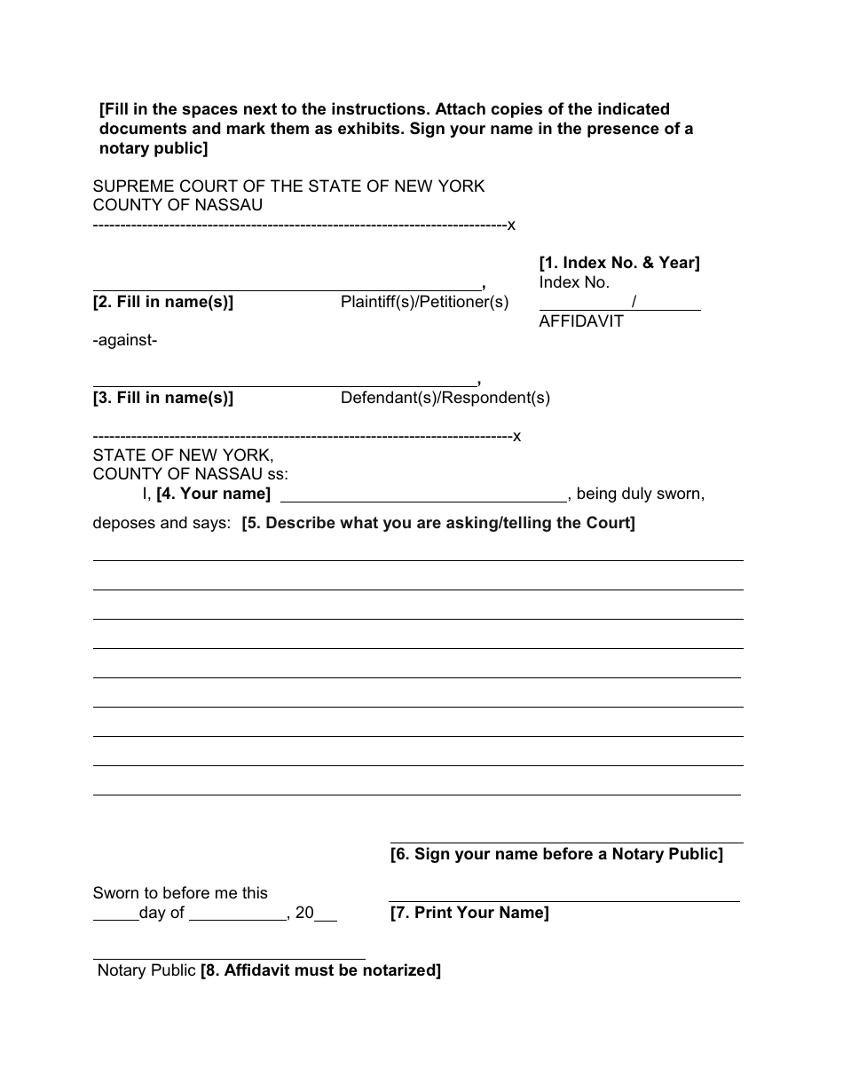 Form 30 Affidavit - Nassau County, New York, Page 1