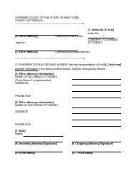 Document preview: Form 51 Consent to Change Attorney - Nassau County, New York