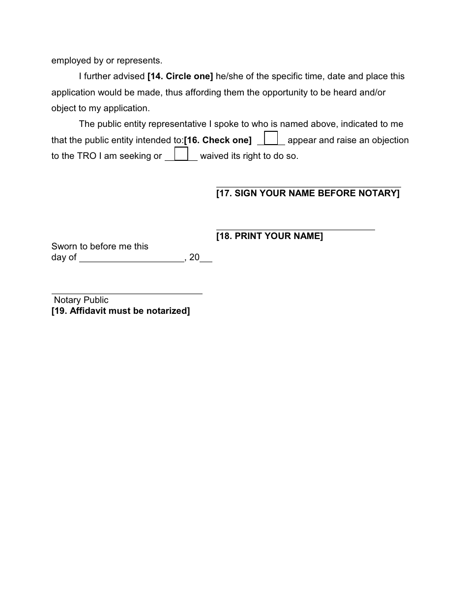 Affidavit in Support of Temporary Restraining Order Against a Public Officer, Board, or Municipal Corporation - Nassau County, New York, Page 2