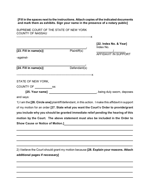 Form 38 Affidavit in Support - Nassau County, New York