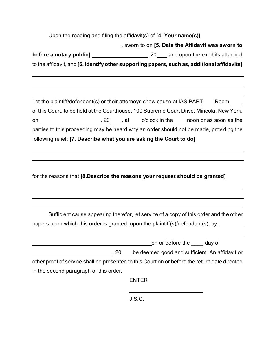 Form 6 Order to Show Cause for Contempt in a Civil Action - Nassau County, New York, Page 2