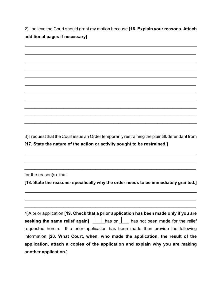 Form 3 Order to Show Cause in a Civil Action With Temporary Restraining Order (T.r.o.) - Nassau County, New York, Page 4