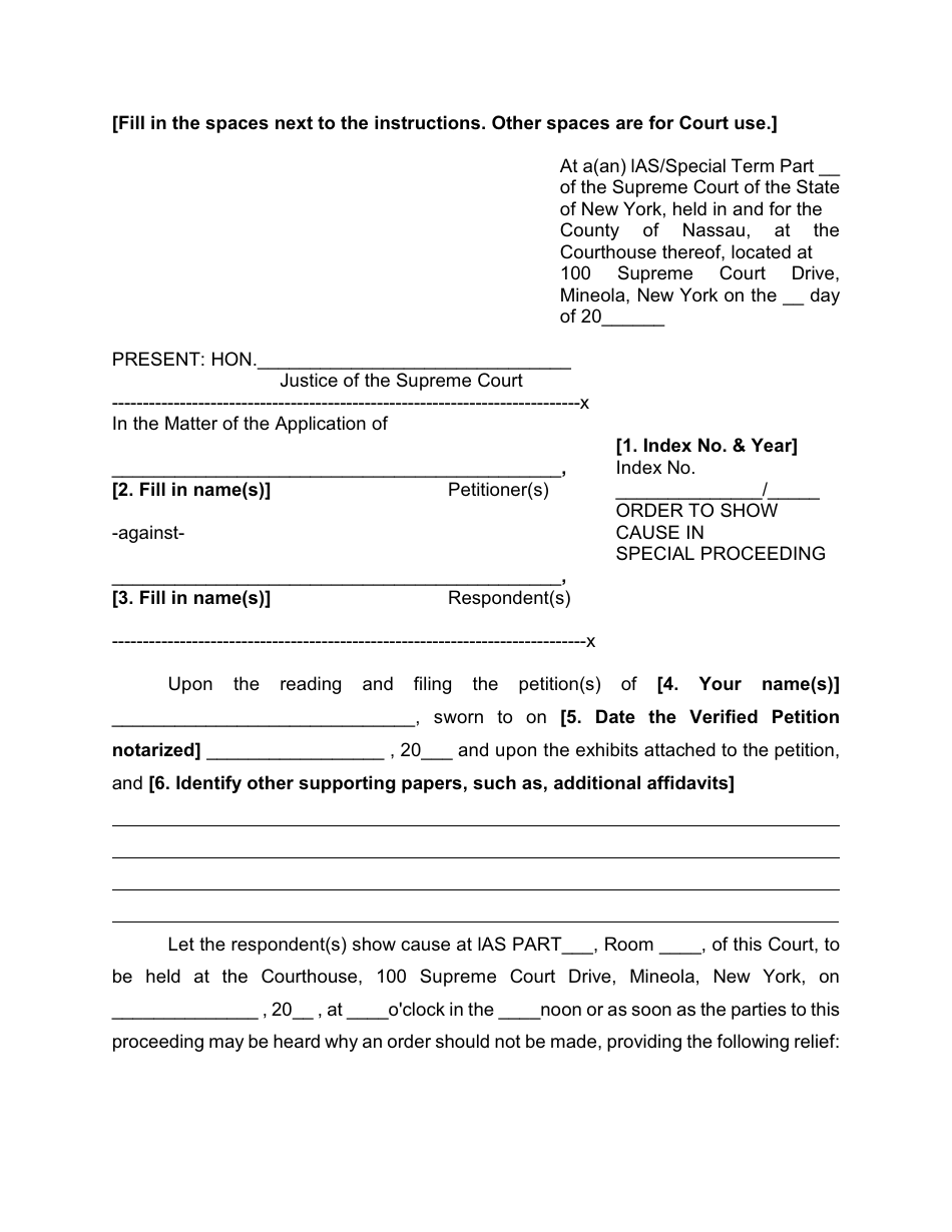 Order to Show Cause in Special Proceeding - Nassau County, New York, Page 1