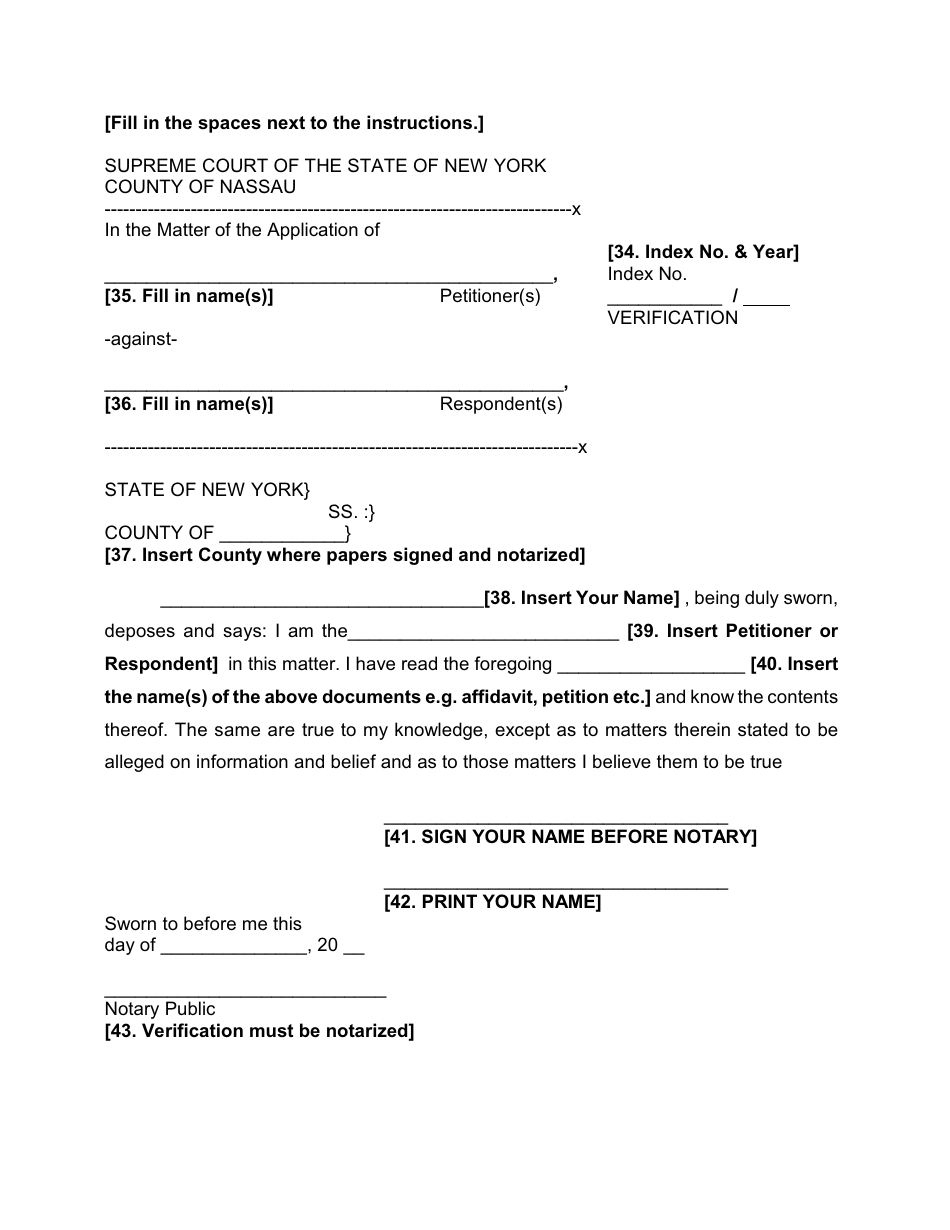 Notice of Petition, Petition, Verification in a Special Proceeding - Nassau County, New York, Page 6
