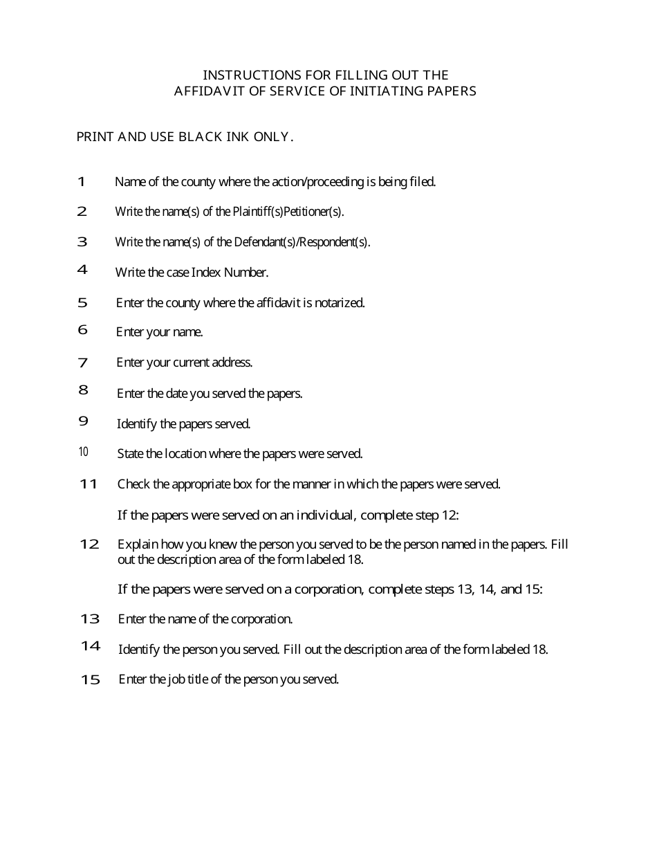 Download Instructions for Form 35 Affidavit of Service of Initiating