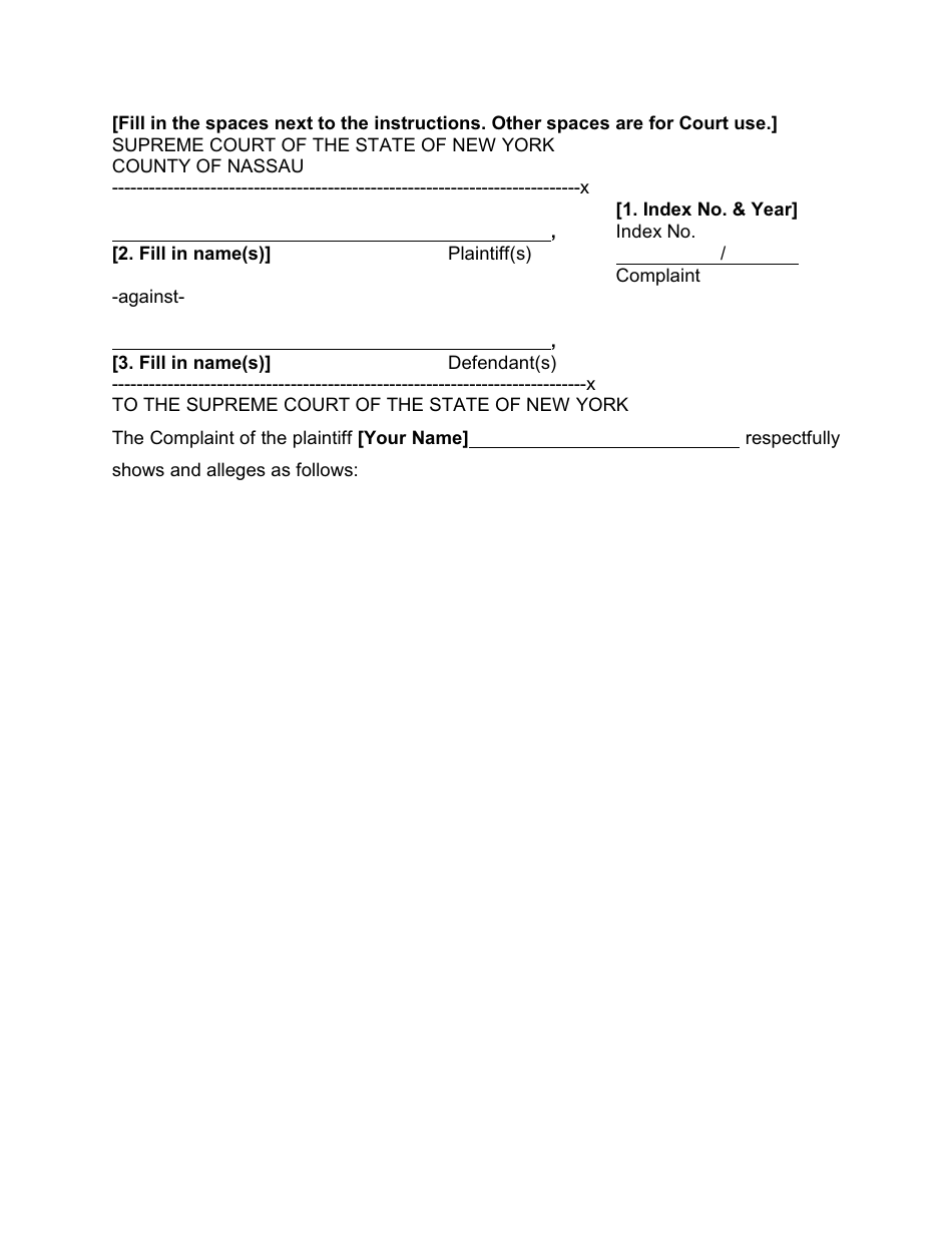 Complaint - Nassau County, New York, Page 1