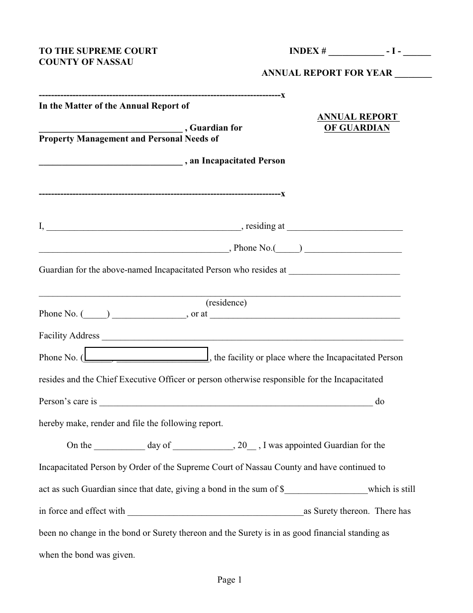 Nassau County, New York Annual Report of Guardian - Fill Out, Sign ...