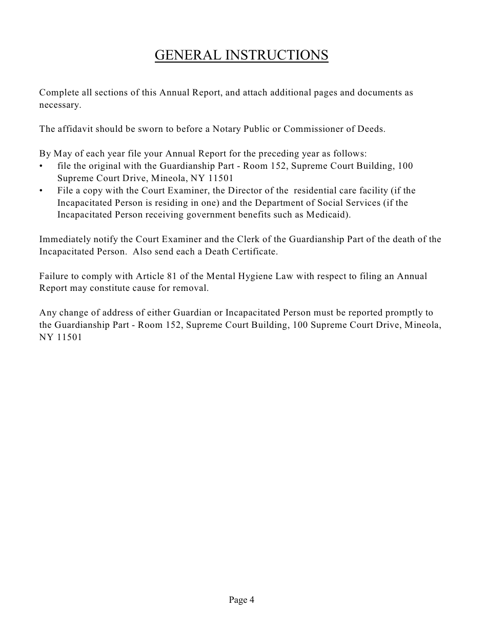 Annual Report of Personal Needs Guardian - Nassau County, New York, Page 4