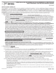 Document preview: Formulario MV-664.1S Solicitud De Un Permiso De Estacionamiento O Matriculas, Para Personas Con Discapacidades Graves - New York (Spanish)