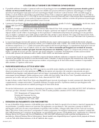 Form MV-664.1I Application for a Parking Permit or License Plates, for People With Severe Disabilities - New York (Italian), Page 2