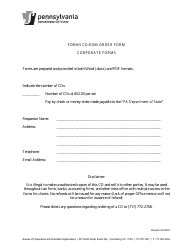 Document preview: Forms Cd-Rom Order Form Corporate Forms - Pennsylvania