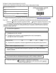 Form DSCB:15-5306/7102 &quot;Articles of Incorporation - Nonprofit&quot; - Pennsylvania