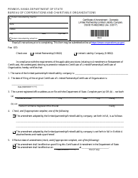Document preview: Form DSCB:15-8622/8822 (DSCB:15-8622/8822-2) Certificate of Amendment - Pennsylvania