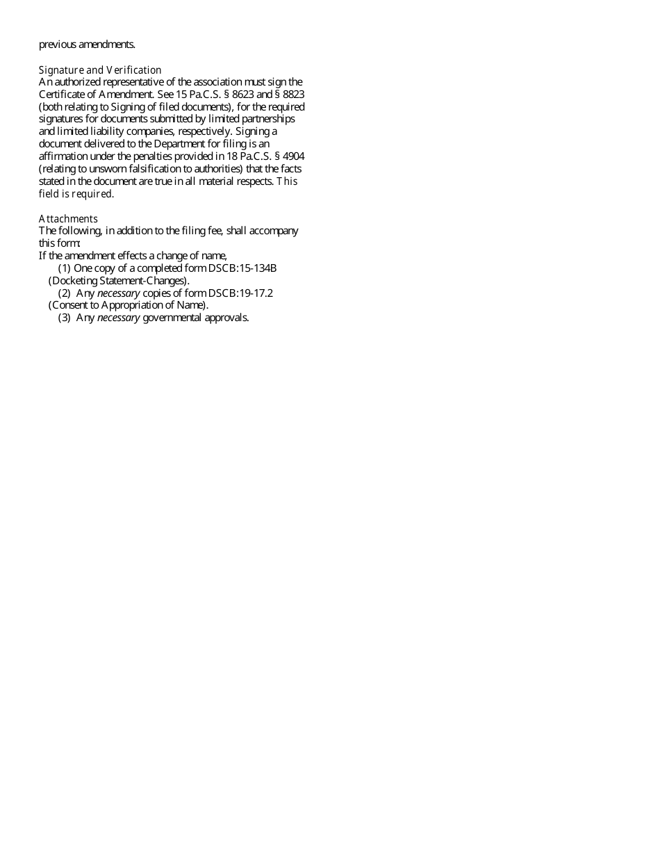 Form DSCB:15-8622 / 8822 (DSCB:15-8622 / 8822-2) Certificate of Amendment - Pennsylvania, Page 4