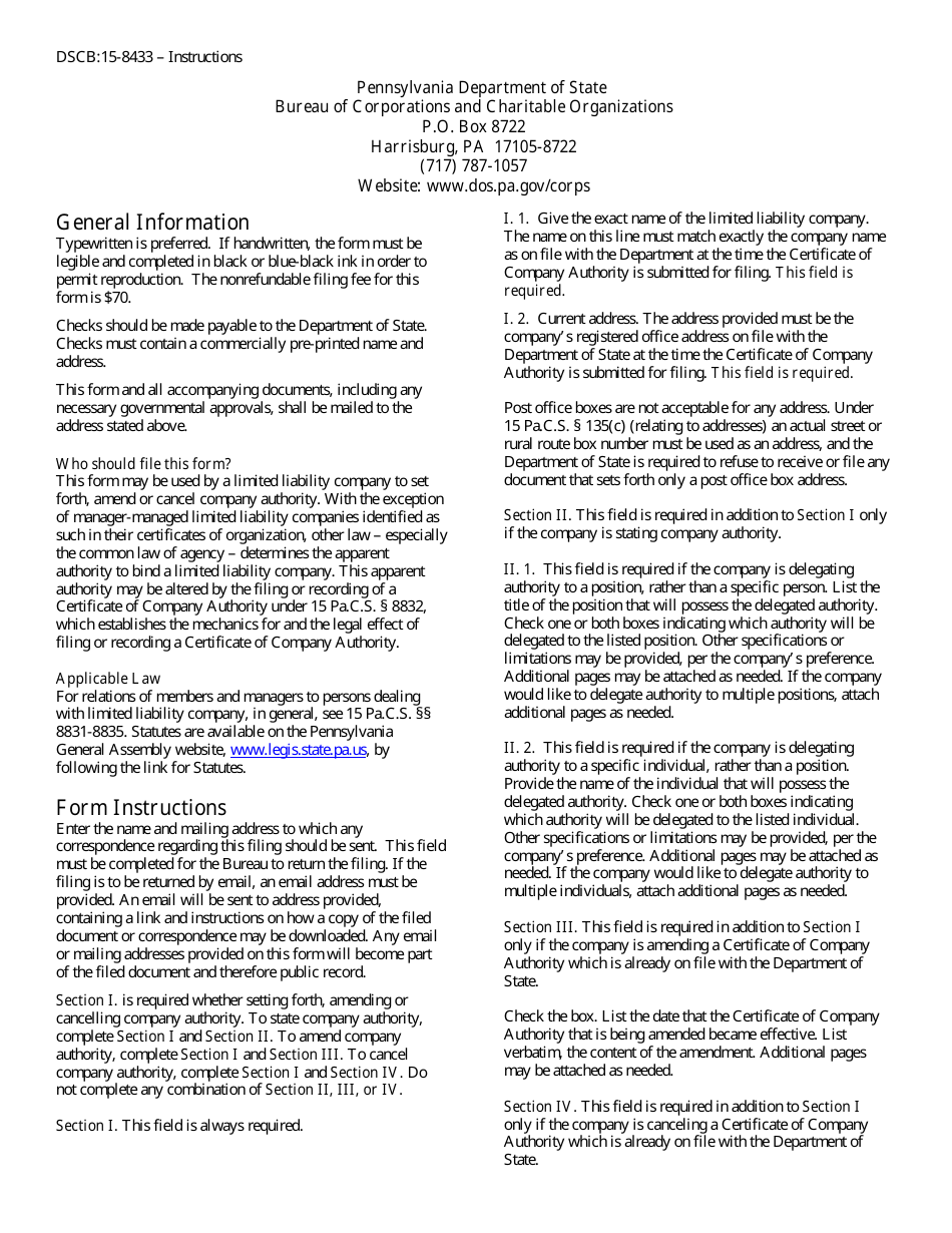 Form DSCB:15-8832 Certificate of Authority / Amendment / Cancellation - Pennsylvania, Page 3