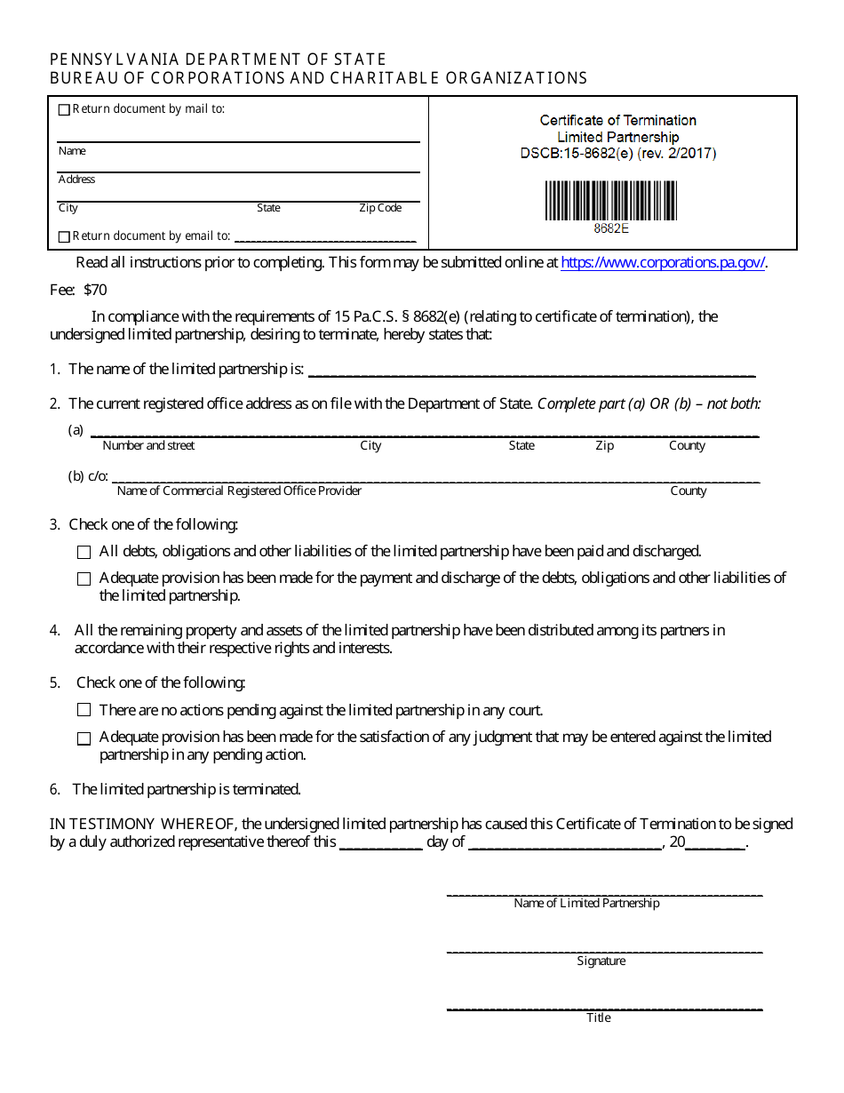 Form DSCB:15-8682(E) - Fill Out, Sign Online and Download Fillable PDF ...