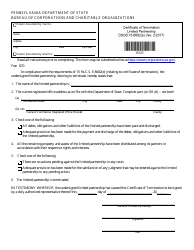 Form DSCB:15-8682(E) Certificate of Termination - Limited Partnership - Pennsylvania