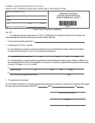 Form DSCB:15-8482(B)(2)(VI) Certificate of Termination General Partnership - Pennsylvania
