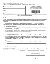 Form DSCB:15-8482(B)(2)(I) Certificate of Dissolution General Partnership - Pennsylvania
