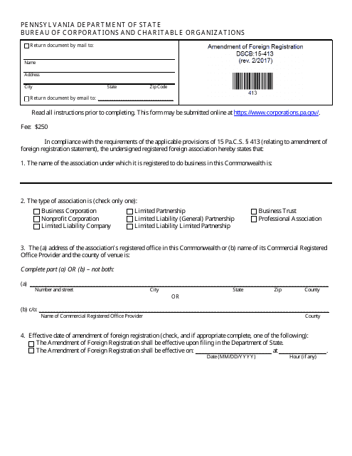 Form DSCB:15-413  Printable Pdf