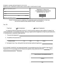 Form DSCB:54-502 Registration of Renewal of Unincorporated Association Name - Pennsylvania