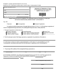 Document preview: Form DSCB:15-209 Application for Registration of Name of Nonregistered Foreign Association - Pennsylvania